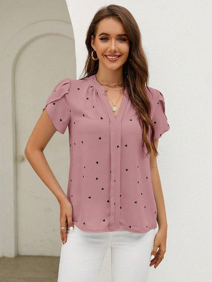 Damen Bluse mit Punkten und Rüschenärmeln