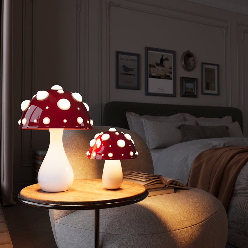Mushroom LED Tischlampe aus Glas im Retro-Stil