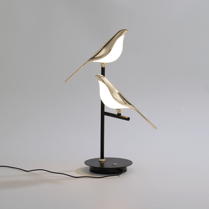 Kabellose LED-Tischlampe mit doppelt vogelähnlichem Design und warmem Licht