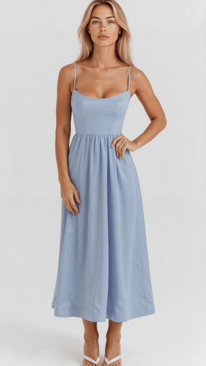 Midikleid mit Spaghettiträgern