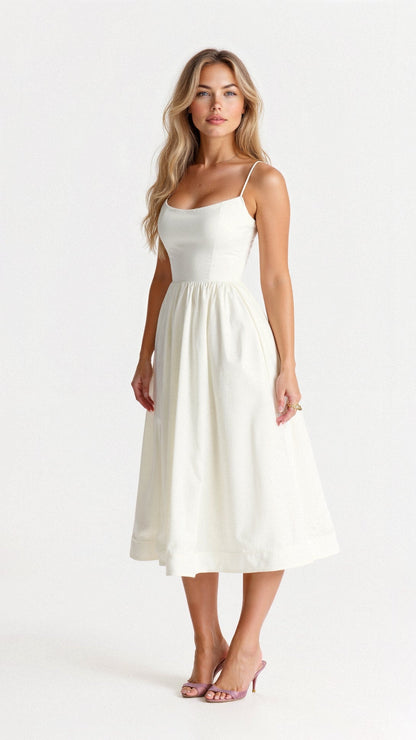 Midikleid mit Spaghettiträgern
