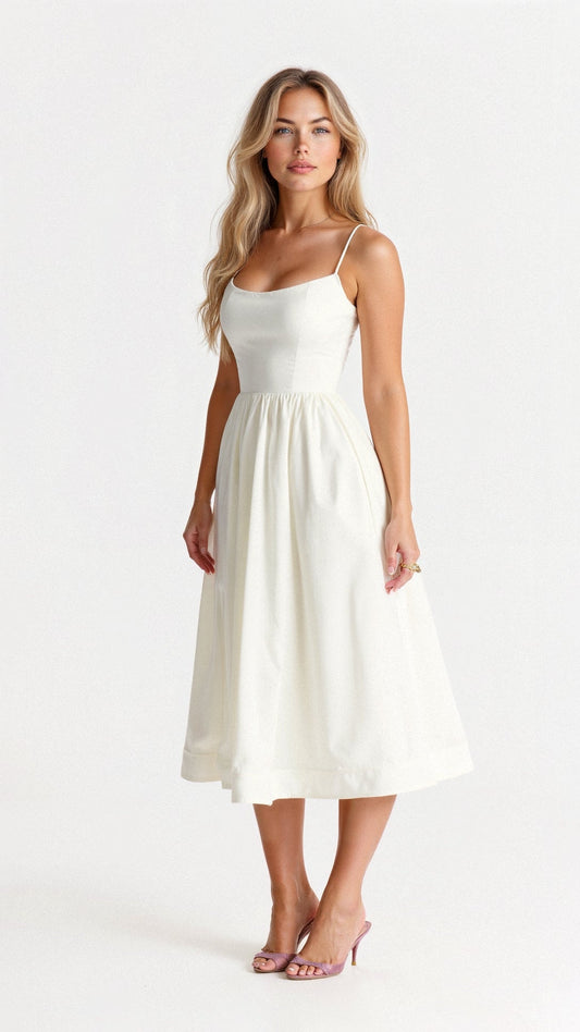 Midikleid mit Spaghettiträgern