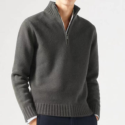Bequemer und stilvoller Herrenpullover mit halbem Reißverschluss