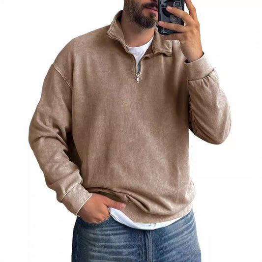 Herren Sweatshirt mit Reißverschluss und Umlegekragen