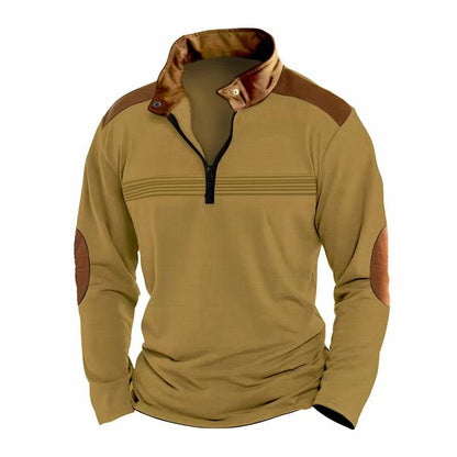 Herren Sweatshirt mit Reißverschlusskragen und Farbblock-Design