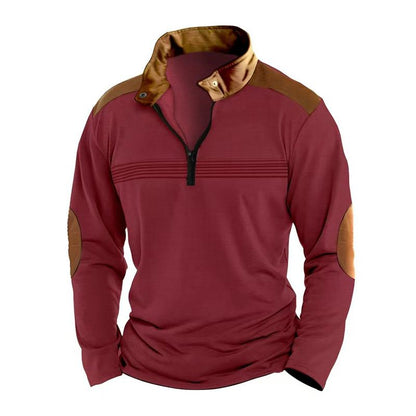 Herren Sweatshirt mit Reißverschlusskragen und Farbblock-Design