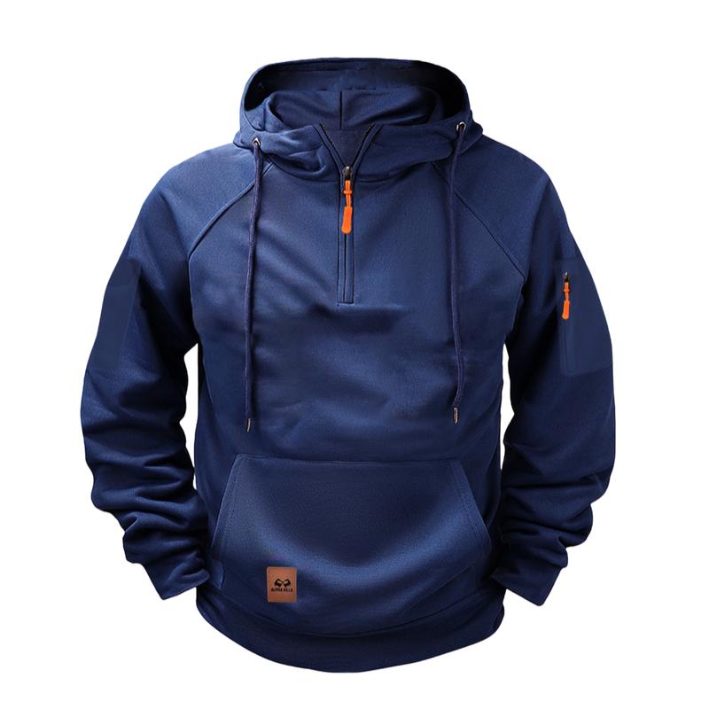 Herren Kapuzenpullover mit Reißverschluss und Raglanärmeln