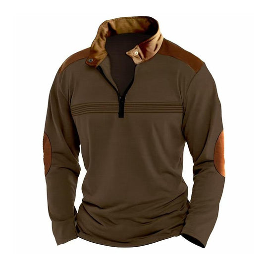 Herren Sweatshirt mit Reißverschlusskragen und Farbblock-Design