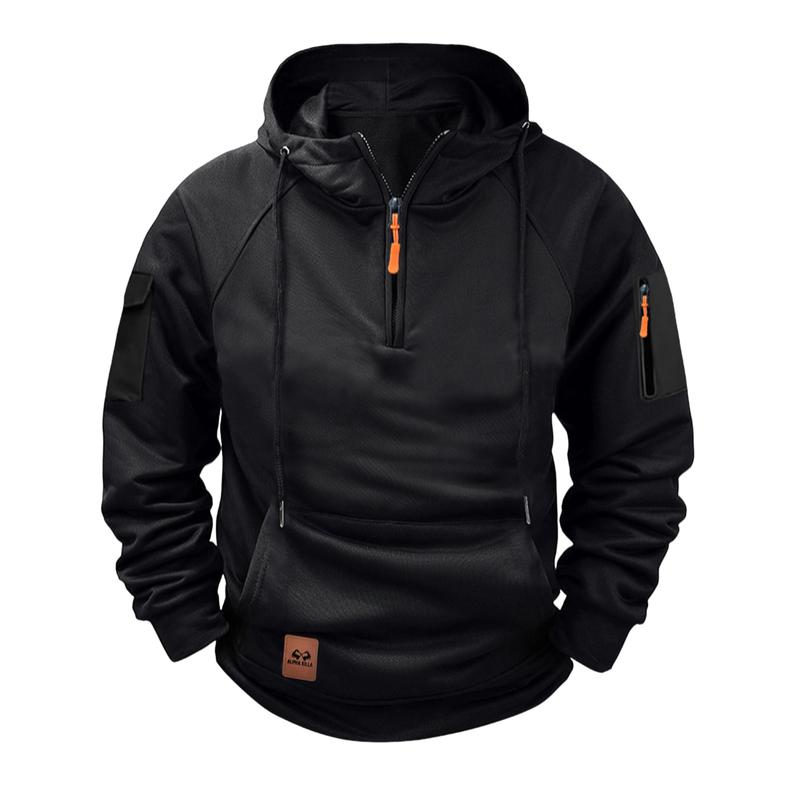 Herren Kapuzenpullover mit Reißverschluss und Raglanärmeln