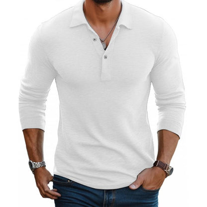 Herren Slim Fit Langarm Polohemd