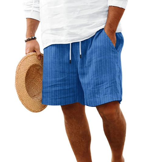 Herren Baumwoll-Mix gestreifte Strand-Shorts mit Kordelzug