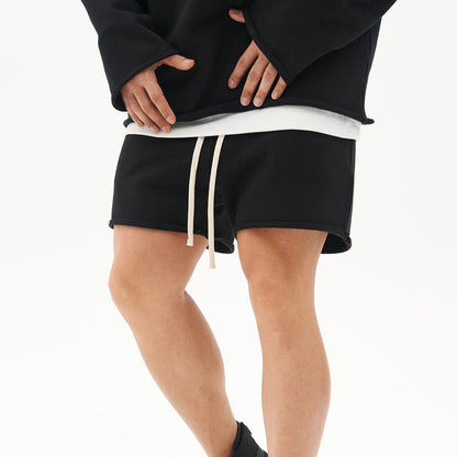 Herren Baumwoll-Shorts mit Rohkanten und Loose Fit
