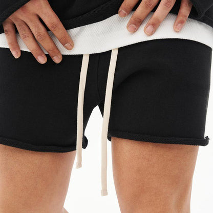 Herren Baumwoll-Shorts mit Rohkanten und Loose Fit