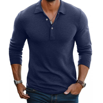 Herren Slim Fit Langarm Polohemd