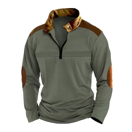 Herren Sweatshirt mit Reißverschlusskragen und Farbblock-Design