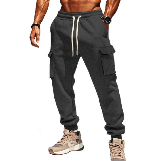Herren Jogginghose mit elastischem Bund und mehreren Taschen aus Plüschstoff