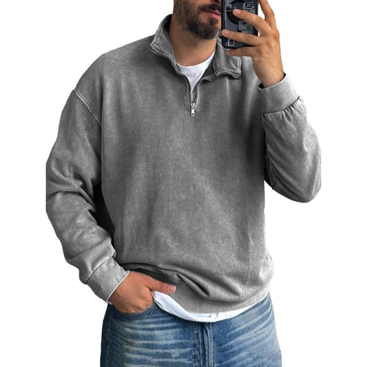 Herren Sweatshirt mit Reißverschluss und Umlegekragen