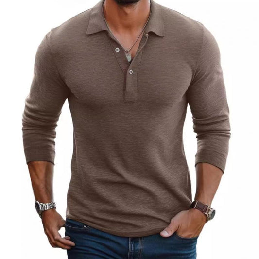 Herren Slim Fit Langarm Polohemd