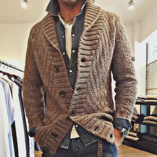 Herren Strickjacke im Vintage-Stil mit Reverskragen
