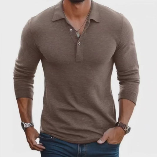 Herren Slim Fit Langarm Polohemd