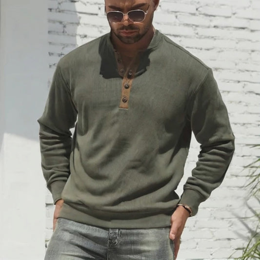 Herren Outdoor Strickpullover mit Stehkragen und Jacquardmuster