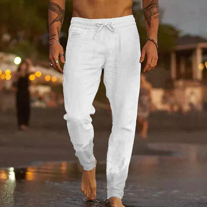 Herrenhose aus Baumwollmischung mit Kordelzug und elastischem Bund – locker geschnittene Strandhose