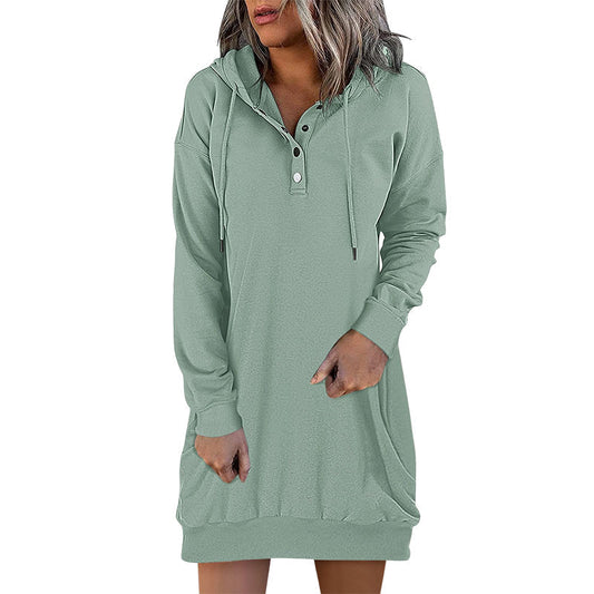 Damen Long Hoodie mit Kapuze im minimalistischen Stil