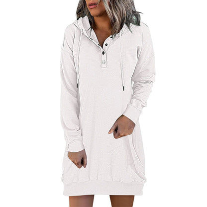 Damen Long Hoodie mit Kapuze im minimalistischen Stil