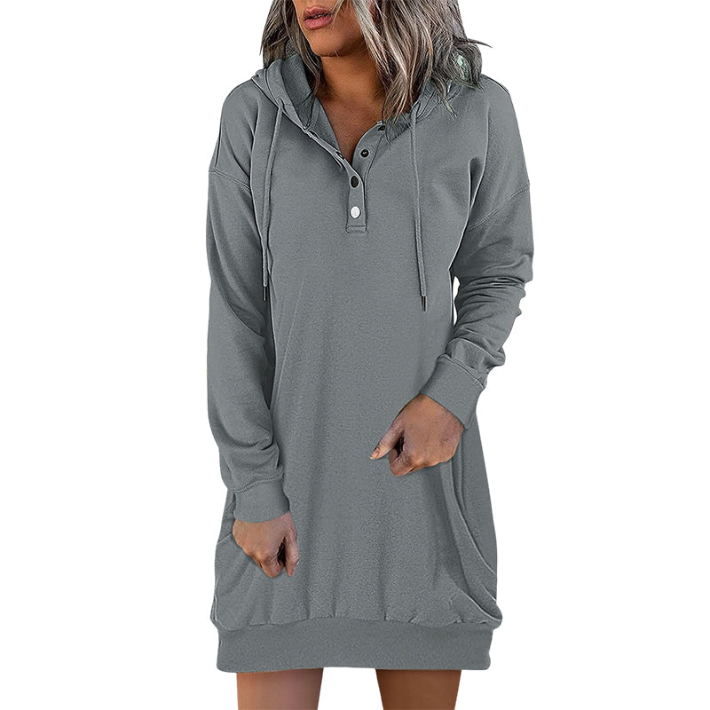 Damen Long Hoodie mit Kapuze im minimalistischen Stil