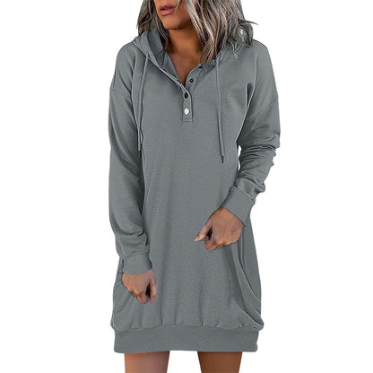 Damen Long Hoodie mit Kapuze im minimalistischen Stil