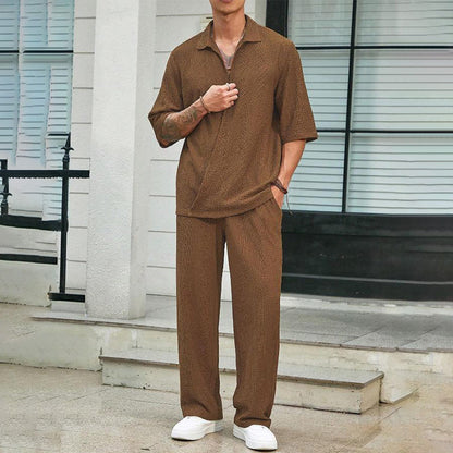 🔥Neu eingetroffen 50 % Rabatt💥2-teiliges Set für Herren – kurzärmliges Oberteil mit V-Ausschnitt und Hose