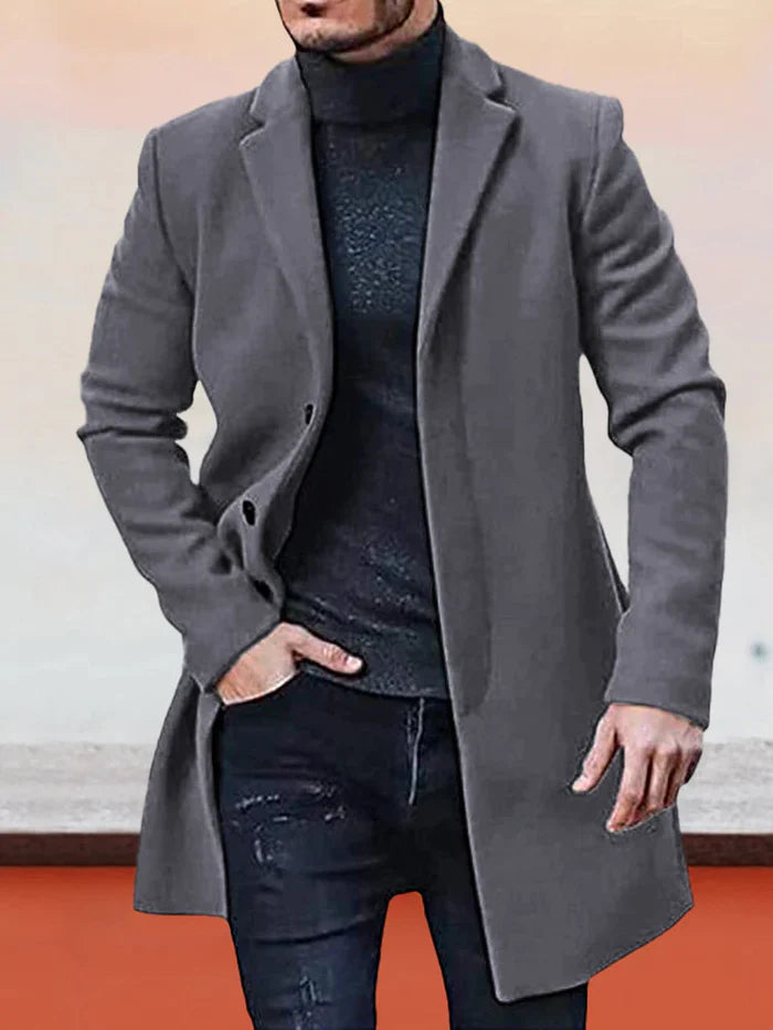 Herren einreihige einfarbige Jacke mit Schnalle