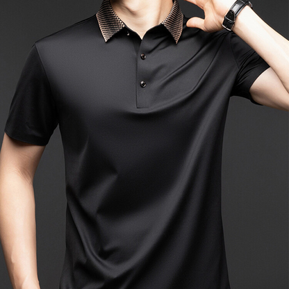 👔😎Herren T-Shirt mit kurzen Ärmeln und Hemdkragen im Business-Casual-Stil