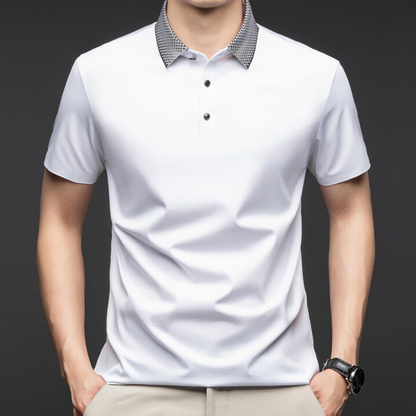 👔😎Herren T-Shirt mit kurzen Ärmeln und Hemdkragen im Business-Casual-Stil