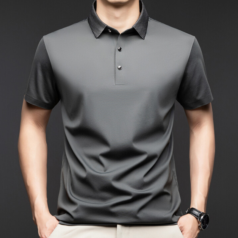 👔😎Herren T-Shirt mit kurzen Ärmeln und Hemdkragen im Business-Casual-Stil