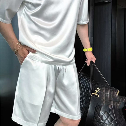🔥Lässiger Herren-Zweiteiler: T-Shirt & Shorts in Unifarben