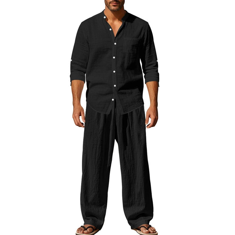 Herren Freizeit-Set – atmungsaktives Hemd & Hose – bequem, leicht & vielseitig – ideal für Sommer, Alltag & Reisen