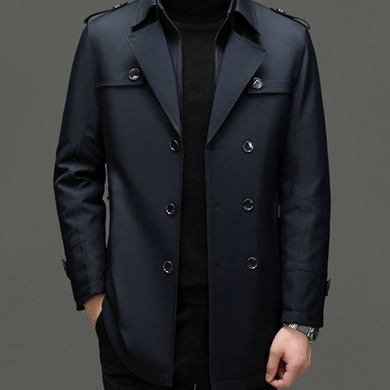 🔥Black-Friday-Mega-Angebot – 50 % Rabatt!🔥Mittellanger Trenchcoat für Herren mit herausnehmbarem Innenfutter