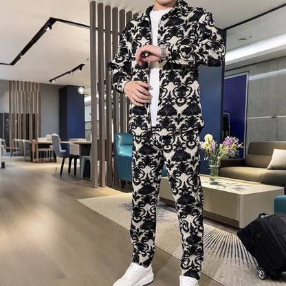 Herren-Set aus Jacke und Hose mit Blumenmuster