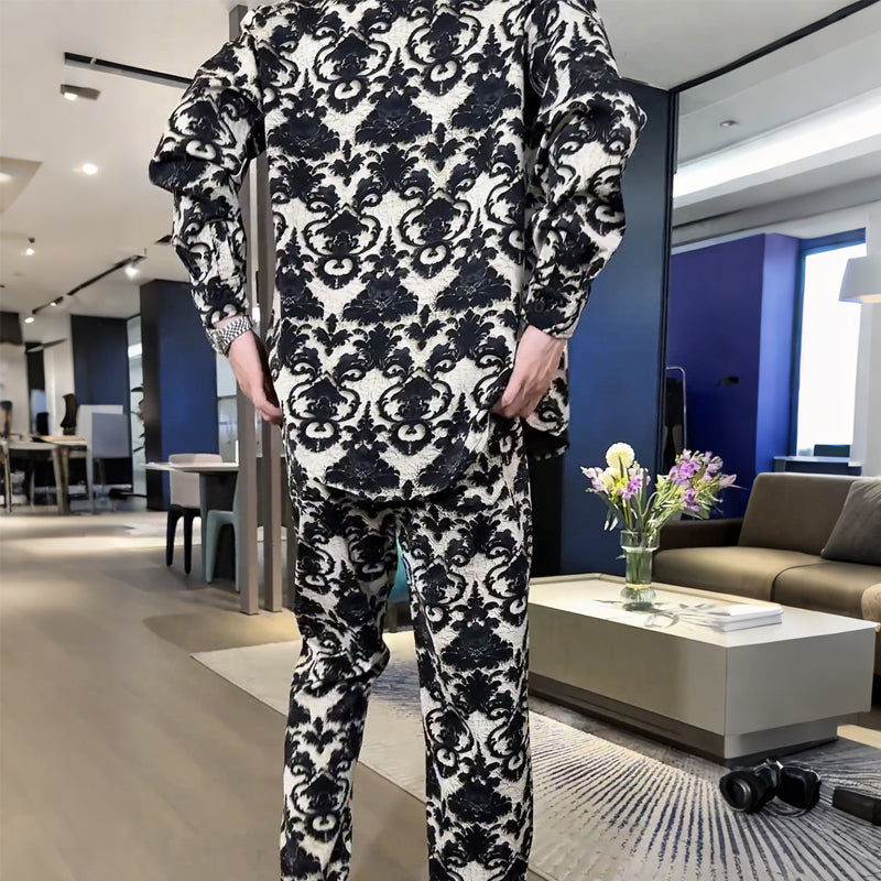 Herren-Set aus Jacke und Hose mit Blumenmuster