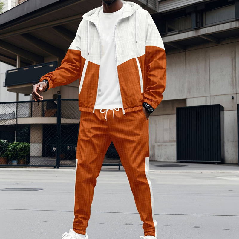Herren Kontrast Hoodie & Verjüngte Jogginghosen Sport-Set