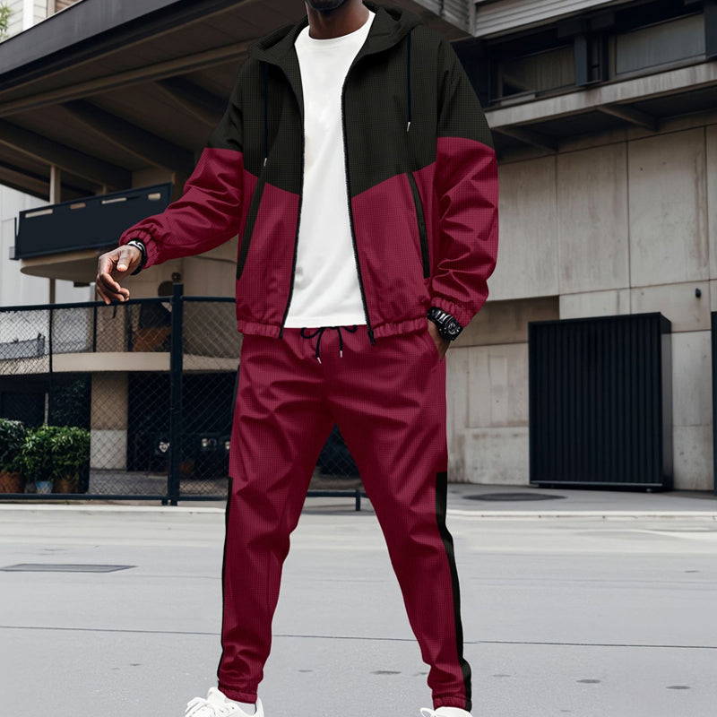 Herren Kontrast Hoodie & Verjüngte Jogginghosen Sport-Set