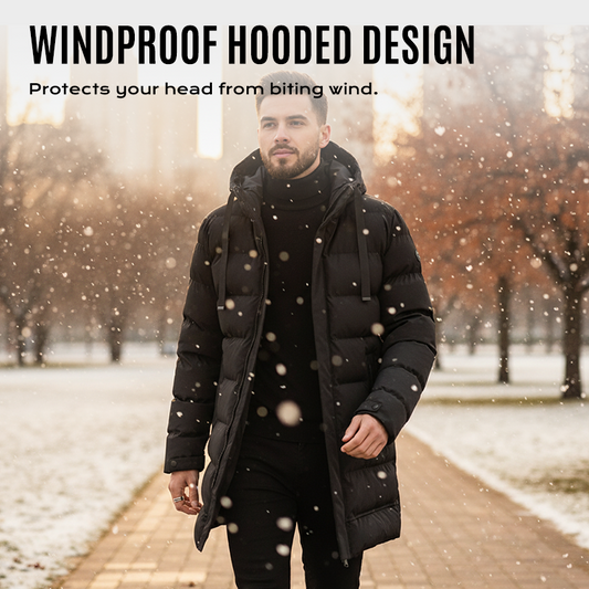 ⌛ Nur noch 3 Tage – 50 % auf alles! ⏰Herren-Steppjacke mit Kapuze, mittellang🔥Kostenloser Versand🔥