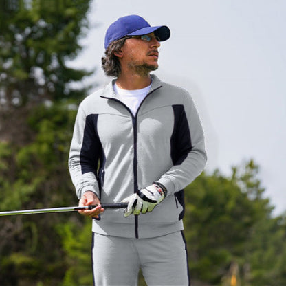 Herren-Laufjacke mit durchgehendem Reißverschluss und Hose, zweiteiliges Set