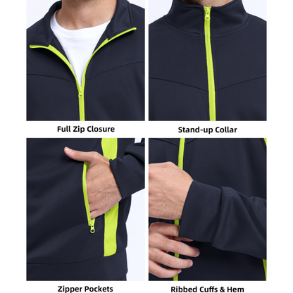 Herren-Laufjacke mit durchgehendem Reißverschluss und Hose, zweiteiliges Set