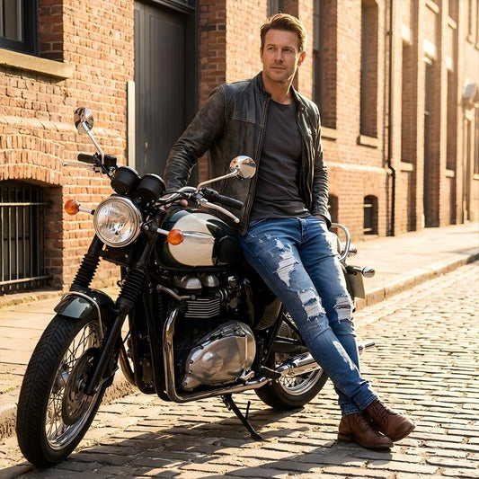 Herren Jeans mit Stickerei – Gerade Passform, Mit Knie-Details und Reißverschluss