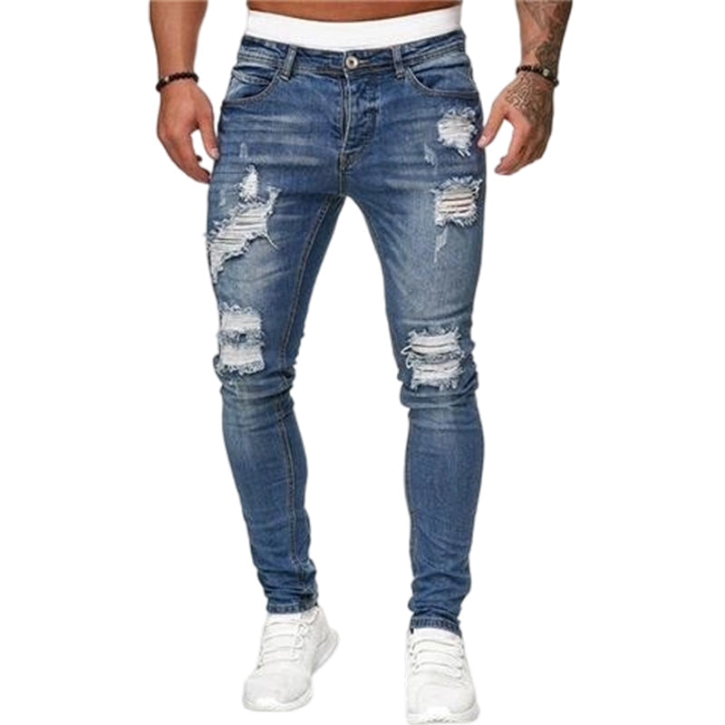 Herren Jeans mit Stickerei – Gerade Passform, Mit Knie-Details und Reißverschluss