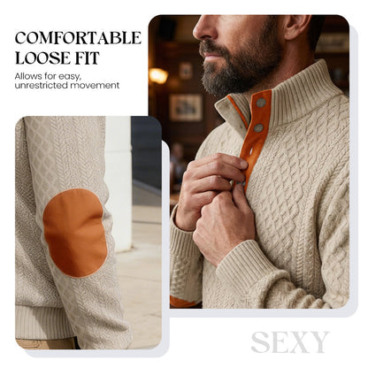 🧥✨ Perfekter Komfort-Pullover für Herren: Robust mit stylischen Ellbogenpatches, nachhaltige Wolle für jeden Tag. ❄️