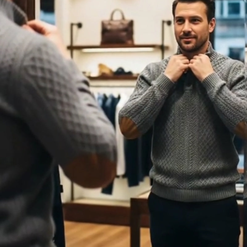 🧥✨ Perfekter Komfort-Pullover für Herren: Robust mit stylischen Ellbogenpatches, nachhaltige Wolle für jeden Tag. ❄️