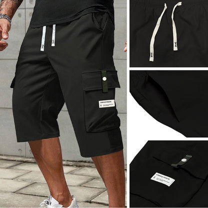 Lässige Herren-Capri-Cargohose mit Kordelzug